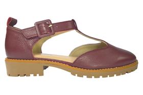 Sapato Boneca Mary Jane em Couro Marsala - Cód 74905