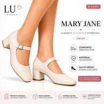 Sapato Boneca Mary Jane Feminino Salto Grosso Confortável Sapato Boneca Mary Jane Feminino Salto Grosso Confortável