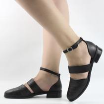 Sapato Boneca Salto Bloco Couro