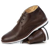 Sapato Bota Cano Baixo Oxford Casual Masculino Brogue Premium Couro Confort Andora