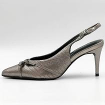 Sapato Bottero Slingback Metalizado Salto Médio Feminino