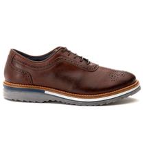 Sapato Brogue Oxford Casual Premium de Luxo Tratorado Couro