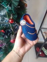 Sapato calce fácil com tiras autocolantes bebê Klin Marinho Ref.: Recém Nascido