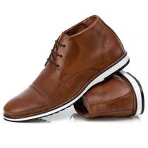 Sapato Cano Médio Oxford Casual Brogue Premium Couro Confort