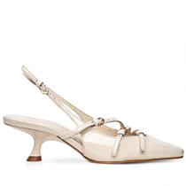 Sapato Carrano Slingback Fivelas Couro Verniz Off White