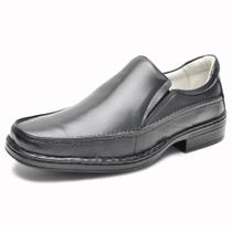 Sapato Casual Confort Pele De Carneiro Bico Quadrado Cla Cle - C-007 - Preto