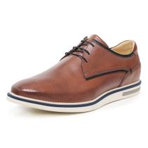 Sapato Casual Derby cor Caramelo em Couro