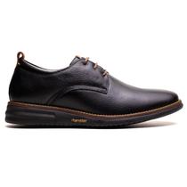 Sapato Casual Derby Masculino Em Couro Preto