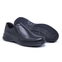 Sapato Casual em Couro Krn Shoes Liso com Elástico e Sola em Borracha Sapato Casual em Couro Krn Shoes Liso com Elástico e Sola em Borracha