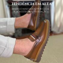 Sapato Casual Loafer Tratorado Couro Premium Esporte Fino Estiloso e Moderno