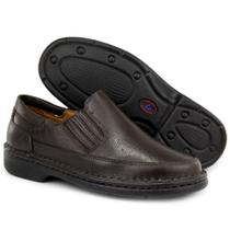 Sapato Casual Masculino AntiStress de Couro Conforto Marrom