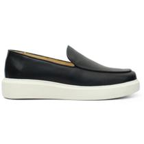 Sapato Casual Masculino Couro Preto Slip On 5503