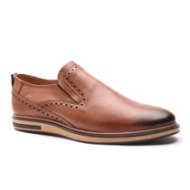 Sapato Casual Masculino de Calçar Brogue Couro Natural Com Solado Micro Expandido - CALVEST