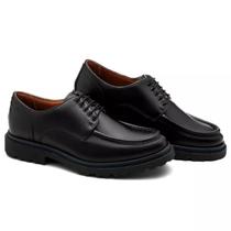 Sapato Casual Masculino Derby Oxford Tratorado Couro de Luxo