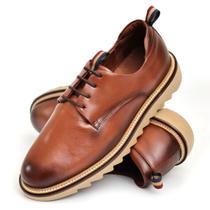 Sapato Casual Masculino Derby Tratorado Premium Couro Nobre