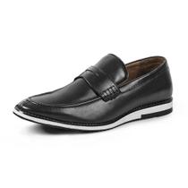 Sapato Casual Masculino Loafer Couro Legítimo Italy Reverso - 1104 - Preto