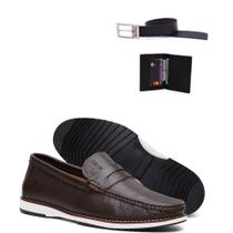 Sapato Casual Masculino Mocassim Em Couro Ganhe Kit Cinto E Carteira Sapato Casual Masculino Mocassim Em Couro Ganhe Kit Cinto E Carteira