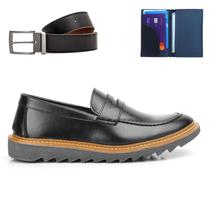 Sapato Casual Masculino Mocassim Loafer Sola Tratorada + Carteira E Cinto 2022 Sapato Casual Masculino Mocassim Loafer Sola Tratorada + Carteira E Cinto 2022