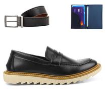 Sapato Casual Masculino Mocassim Loafer Sola Tratorada + Carteira E Cinto 2023 Sapato Casual Masculino Mocassim Loafer Sola Tratorada + Carteira E Cinto 2023