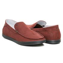 Sapato Casual Masculino Wine De Couro Calce Fácil Confortável