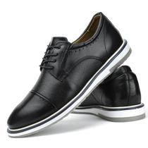Sapato Casual Oxford Couro Masculino Solado Emborrachado Leve Forro Couro Elegante Resistente Preto