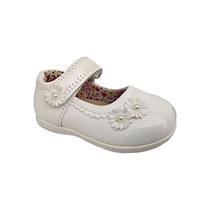 Sapato casual para meninas em couro envernizado branco - 7002 +1