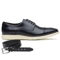 Sapato Casual Preto em Couro + Cinto 14515