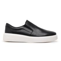 Sapato Casual Preto Slip On Em Couro 0031