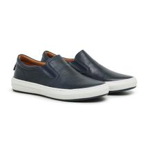 Sapato Casual Slip On Thrones Masculino Em Couro Legitimo Marinho