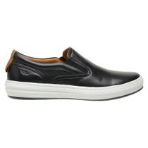 Sapato Casual Slip On Thrones Masculino Em Couro Legitimo Preto