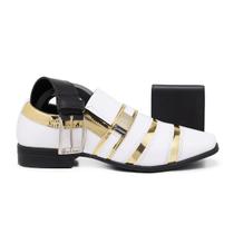 Sapato Casual Social Bico Quadrado Masculino Com Cinto + Carteira Gmm Shoes