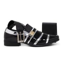 Sapato Casual Social Bico Quadrado Masculino Com Cinto + Carteira Gmm Shoes