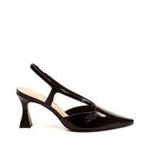 Sapato Cecconello Slingback Couro Preto Salto Médio