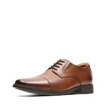Sapato Clarks Tilden Cap Oxford para homens em couro castanho escuro