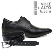 Sapato com Salto Interno Jota Pe Preto + Cinto de Couro 7950