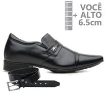Sapato com Salto Interno Jota Pe Preto Couro + Cinto 82402