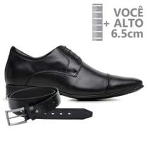 Sapato com Salto Interno Jota Pe Preto Grow + Cinto 79509