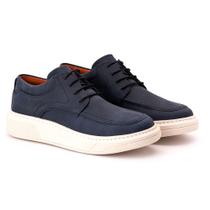 Sapato Comfort Ranster Masculino em Couro Rústico Azul