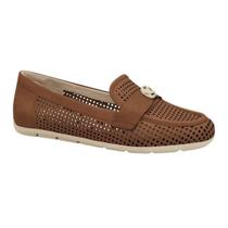 Sapato Comfortflex Mocassim Couro Sela - Feminino - Marrom