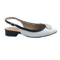 Sapato Comfortflex Slingback Couro Branco com Preto 2482331