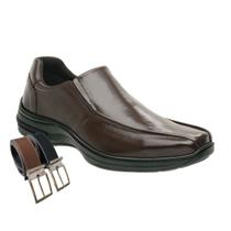 Sapato Confort Social Masculino Em Couro Bovino + Cinto (SL5030)
