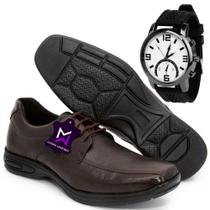 Sapato Conforto Couro Legitimo + Relógio De Pulso Ponteiro Sapato Conforto Couro Legitimo + Relógio De Pulso Ponteiro