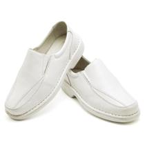 Sapato Conforto Couro Masculino Branco