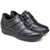 Sapato Conforto Feminino Tênis Ortopédico Anabela tiras autocolantes