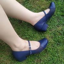 Sapato Conforto Firezzi Boneca Joanete Salto Baixo Azul Sapato Conforto Firezzi Boneca Joanete Salto Baixo Azul