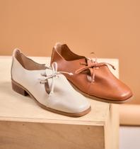 Sapato Couro Oxford Diana Off White Sapato Couro Oxford Diana Off White