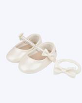 Sapato de Bebê com Laço Off White Pampili 379735000