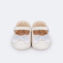 Sapato de Bebê Pampili Laço Strass Branco + Tiara de Cabelo Sapato de Bebê Pampili Laço Strass Branco + Tiara de Cabelo