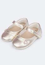 Sapato de Bebê Pampili Nina Coração Perolada Dourado