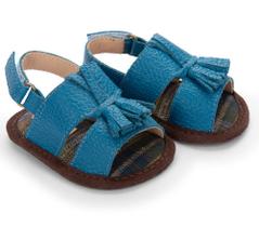 Sapato de Bebê - Sandália Apito Couro Petróleo - Petit Cheval